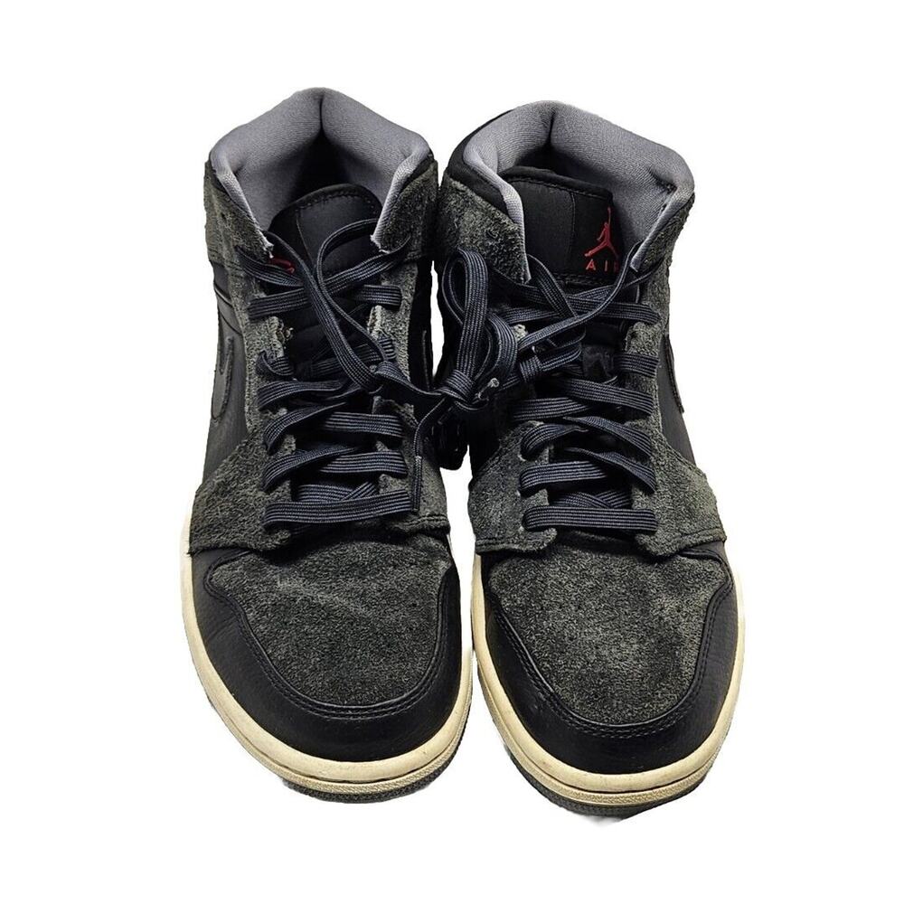 Air Jordan 1 Mid Nike Sz 9 Black Gym Red Anthracite Suede Leather 554724-018
